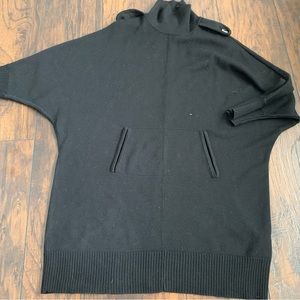 Tory Burch | Wool Poncho Black Tunic Sweater